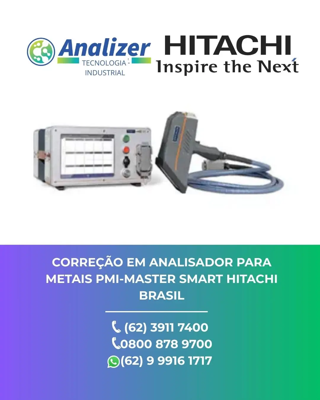 AJUSTE ANALISADOR PARA METAIS PMI MASTER SMART HITACHIEM ANALISADOR PARA METAIS PMI MASTER SMART HITACHI BRASIL