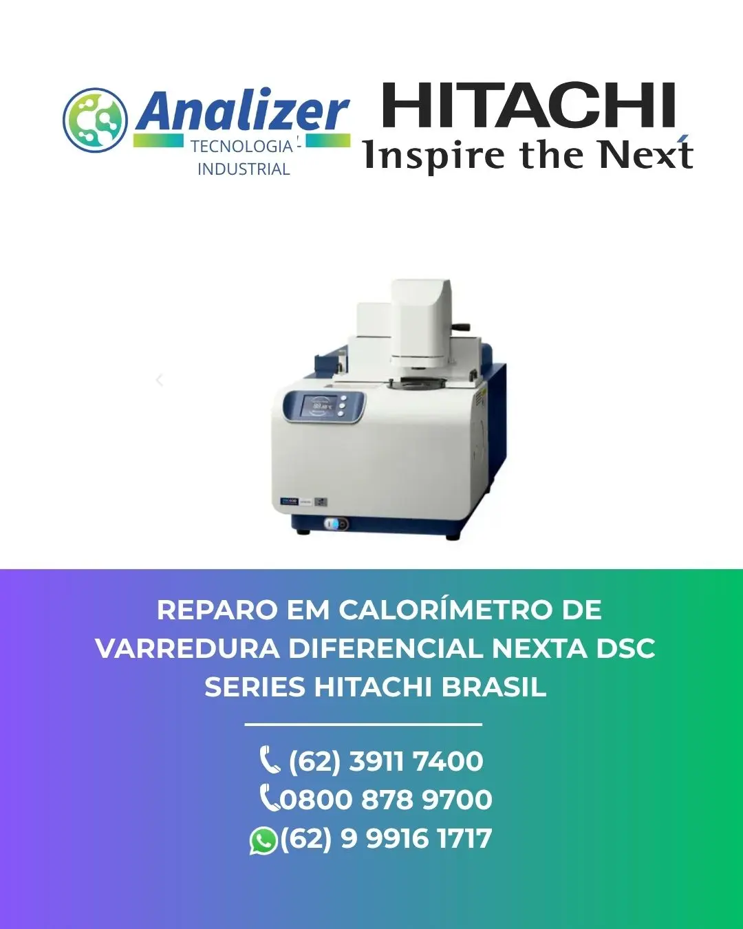 AJUSTE CALORÍMETRO DE VARREDURA DIFERENCIAL NEXTA DSC SERIES HITACHI BRASIL