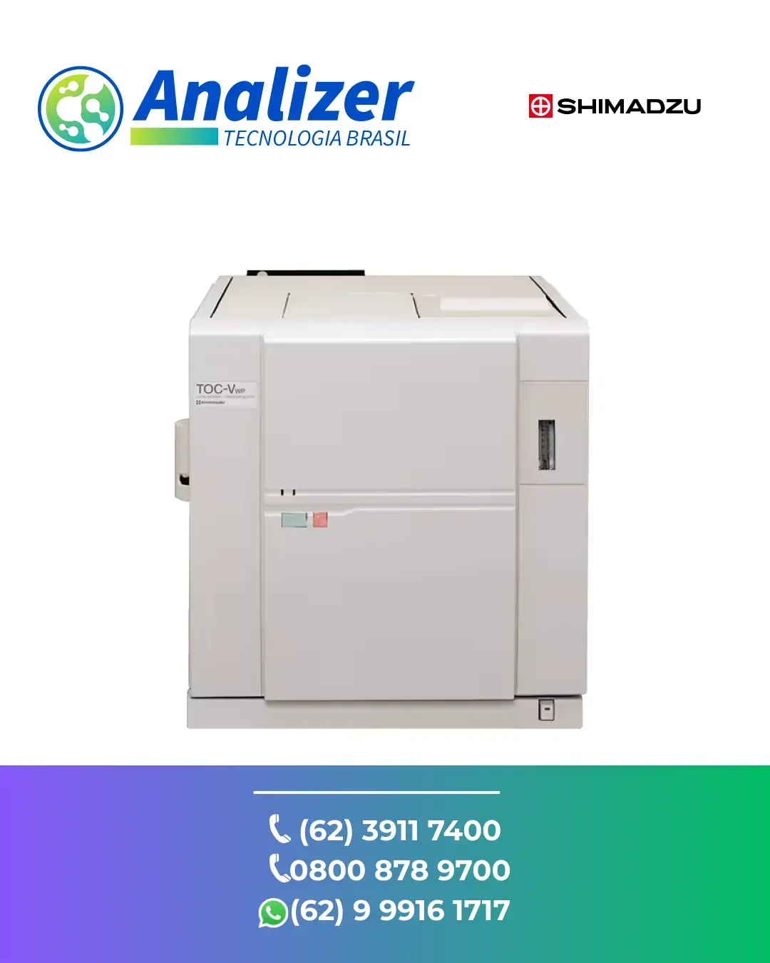 ASSISTÊNCIA ANALISADOR TOC DE OXIDACAO UMIDA TOC VWP SHIMADZU BRASIL