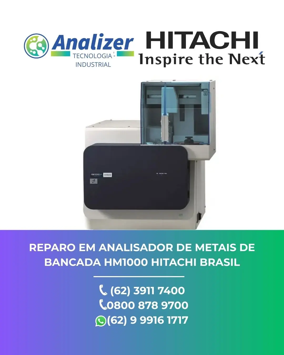ASSISTÊNCIA TÉCNICA ANALISADOR DE METAIS DE BANCADA HM1000 HITACHI BRASIL