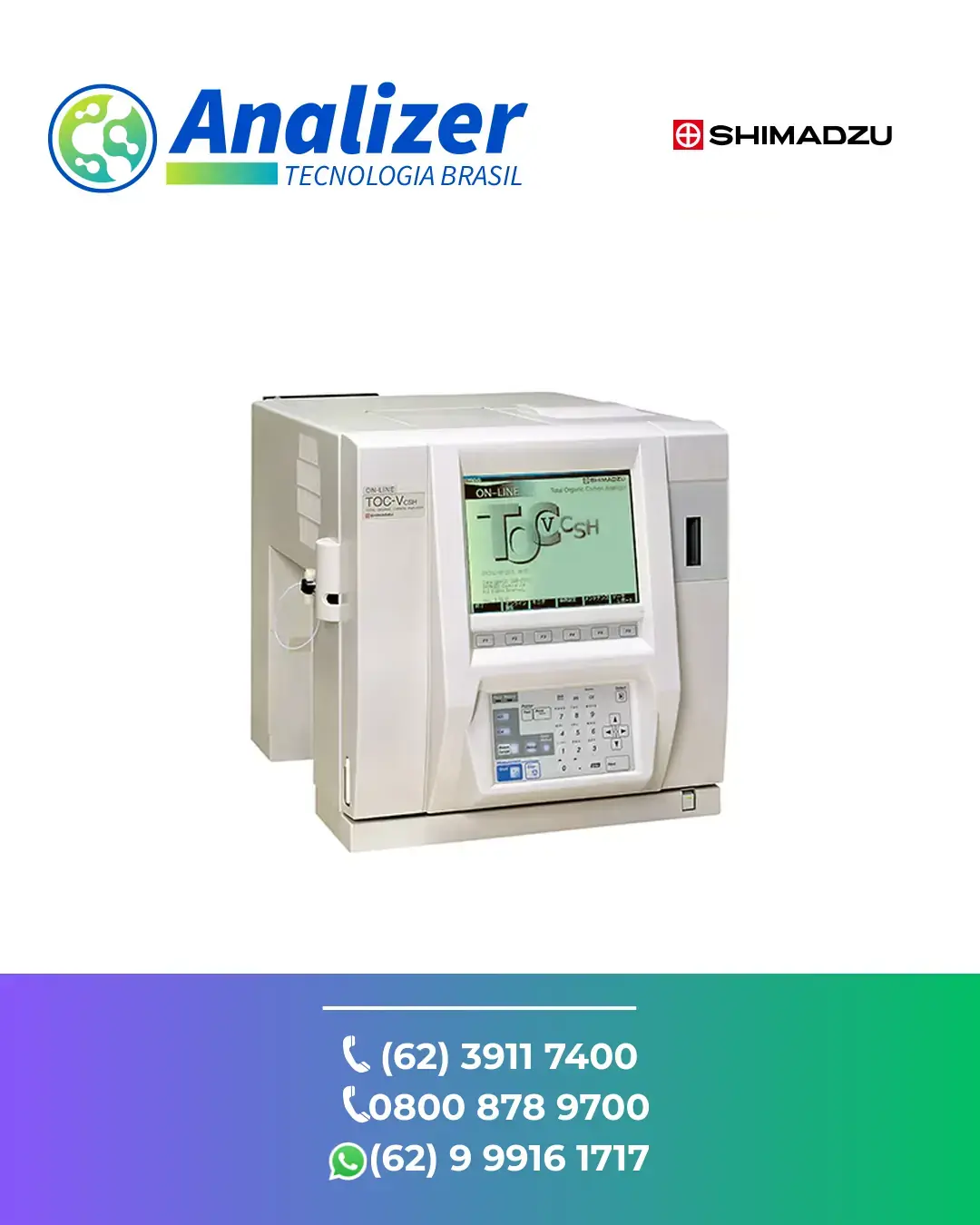 ASSISTÊNCIA TÉCNICA EQUIPAMENTOS ANALISADOR TOC ON LINE TOC VCSH SHIMADZU BRASIL