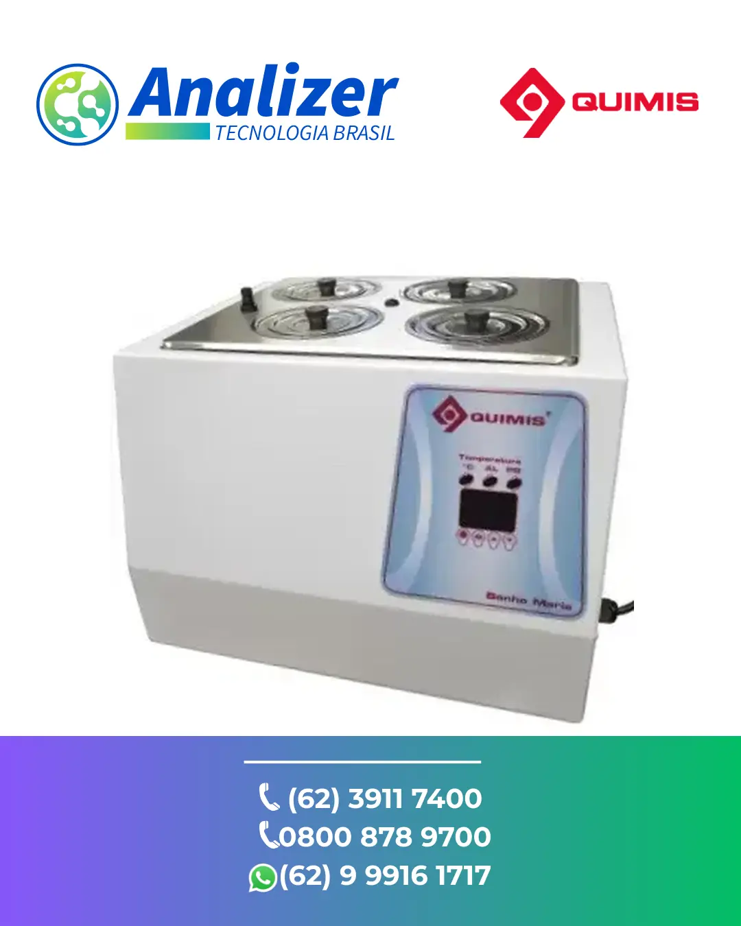 ASSISTÊNCIA TÉCNICA EQUIPAMENTOS BANHO MARIA DE BOCAS Q334M QUIMIS BRASIL