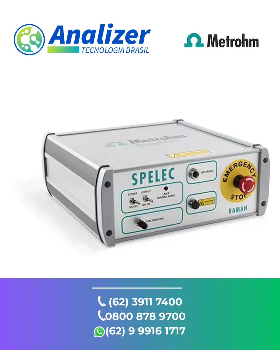 ASSISTÊNCIA TÉCNICA ESPECTROELETROQUÍMICO RAMAN DRP SPELECRAMAN532 METROHM BRASIL