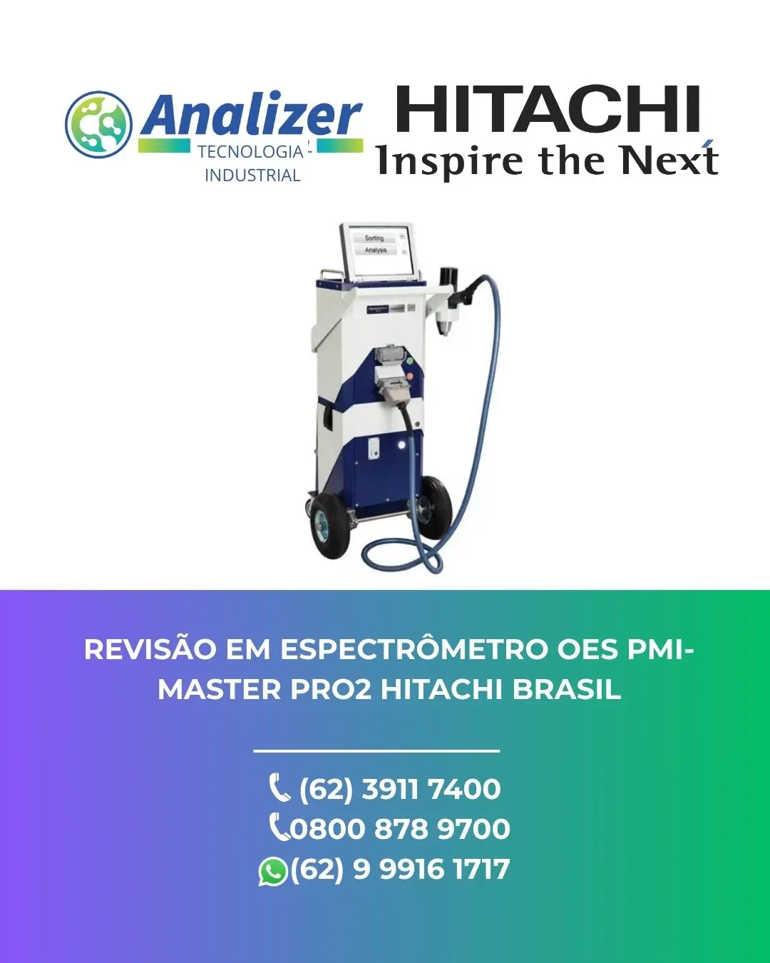 ASSISTÊNCIA TÉCNICA ESPECTRÔMETRO OES PMI MASTER PRO2 HITACHI BRASIL