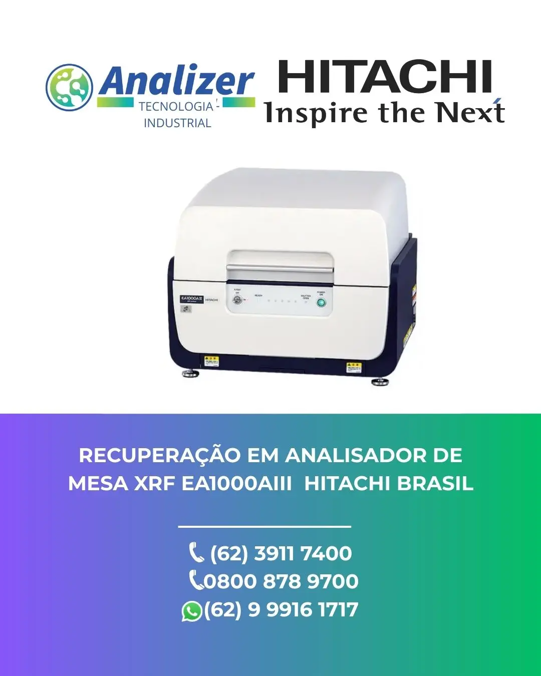INTERVENÇÃO ANALISADOR DE MESA XRF EA1000AIII HITACHI BRASIL