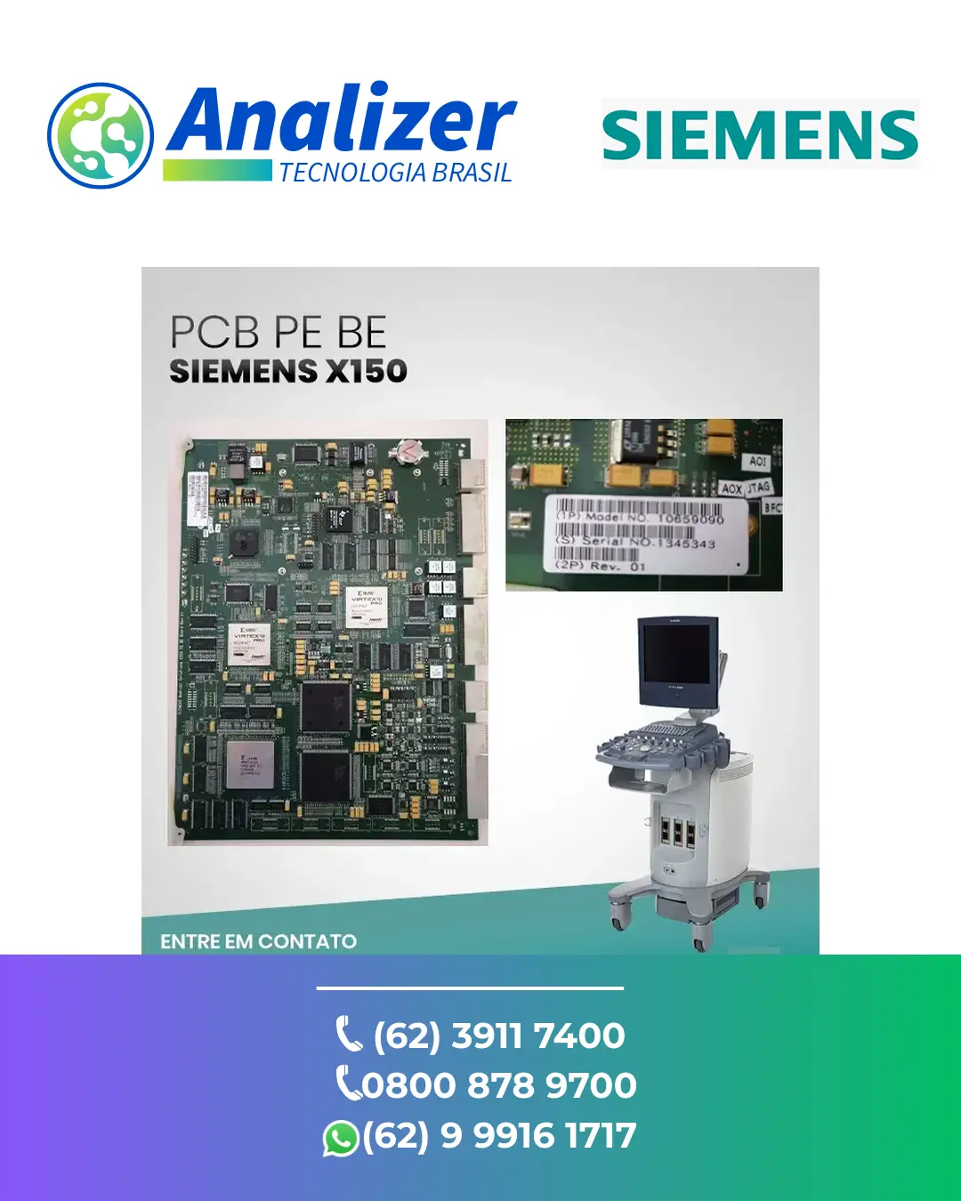 MANUTENÇÃO EM PCB PE BE ULTRASSOM SIEMENS X150 BRASIL