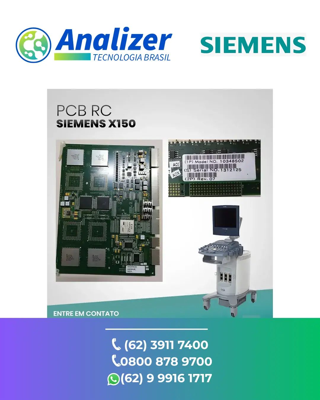 MANUTENÇÃO EM PCB RC ULTRASSOM SIEMENS X150 BRASIL