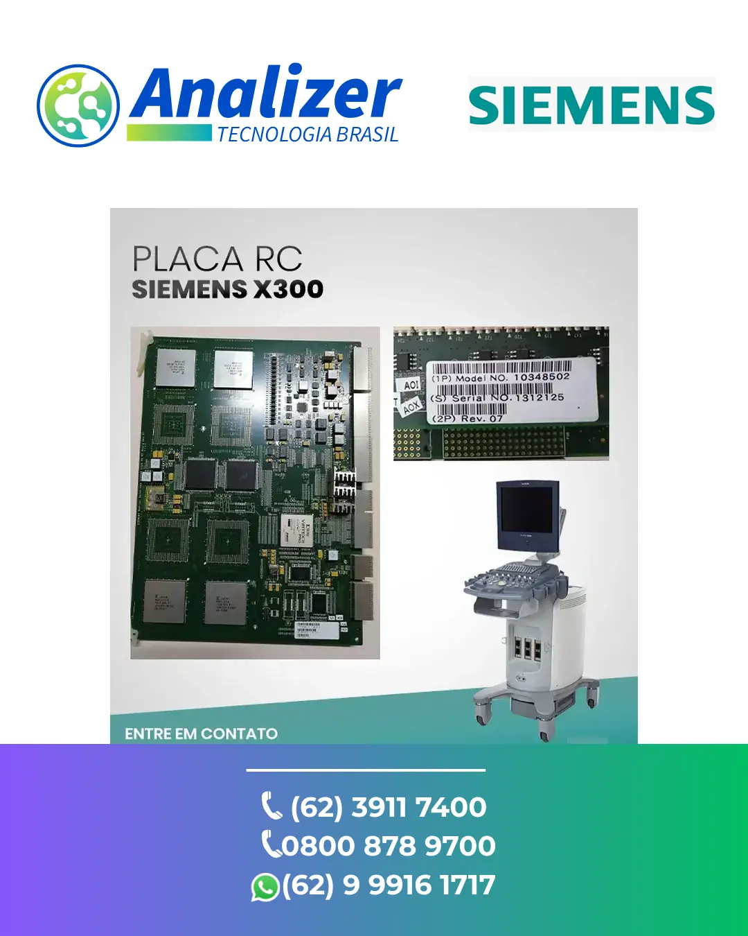 MANUTENÇÃO EM PLACA RC ULTRASSOM SIEMENS X300 BRASIL