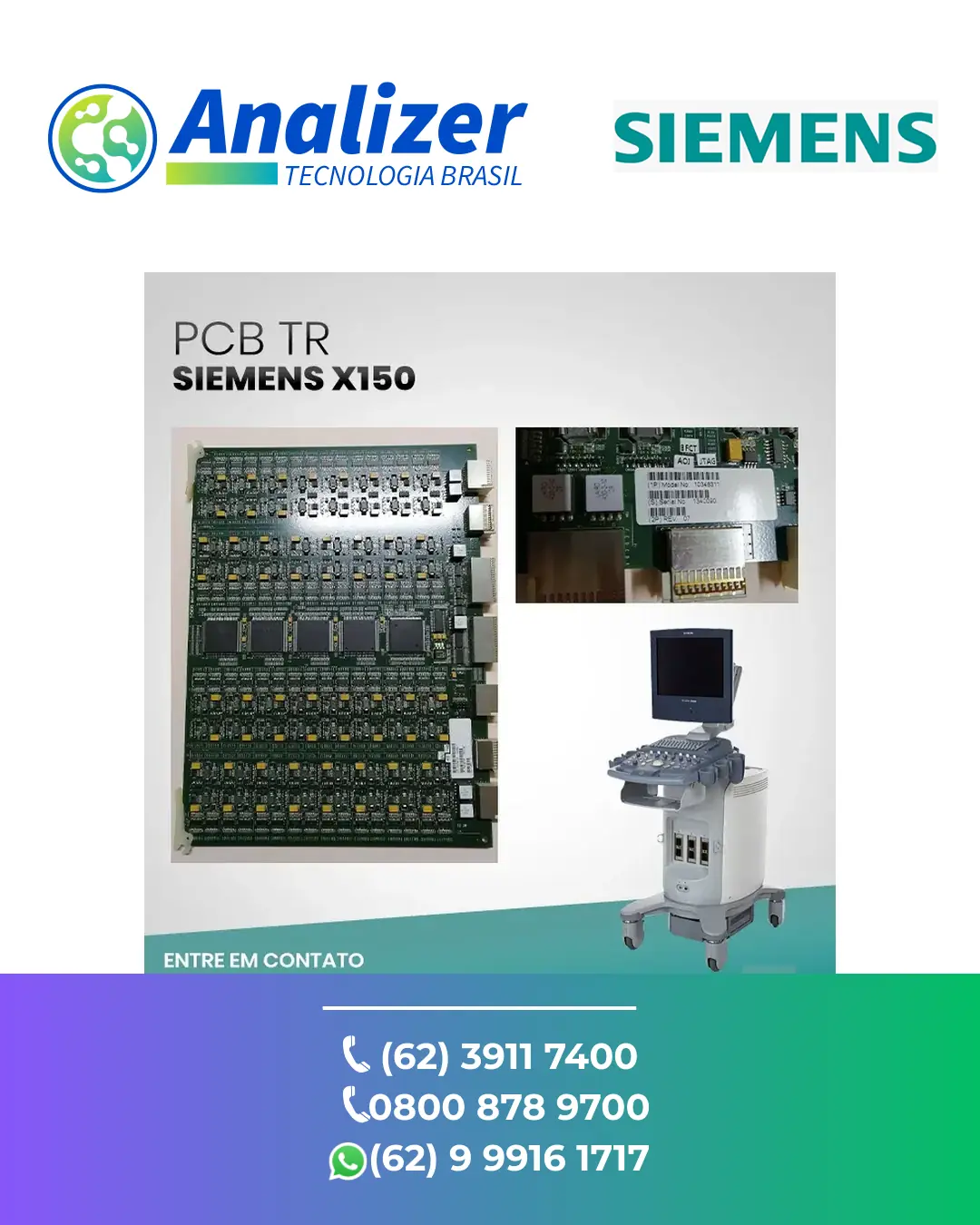 MANUTENÇÃO PCB TR ULTRASSOM SIEMENS X150 BRASIL