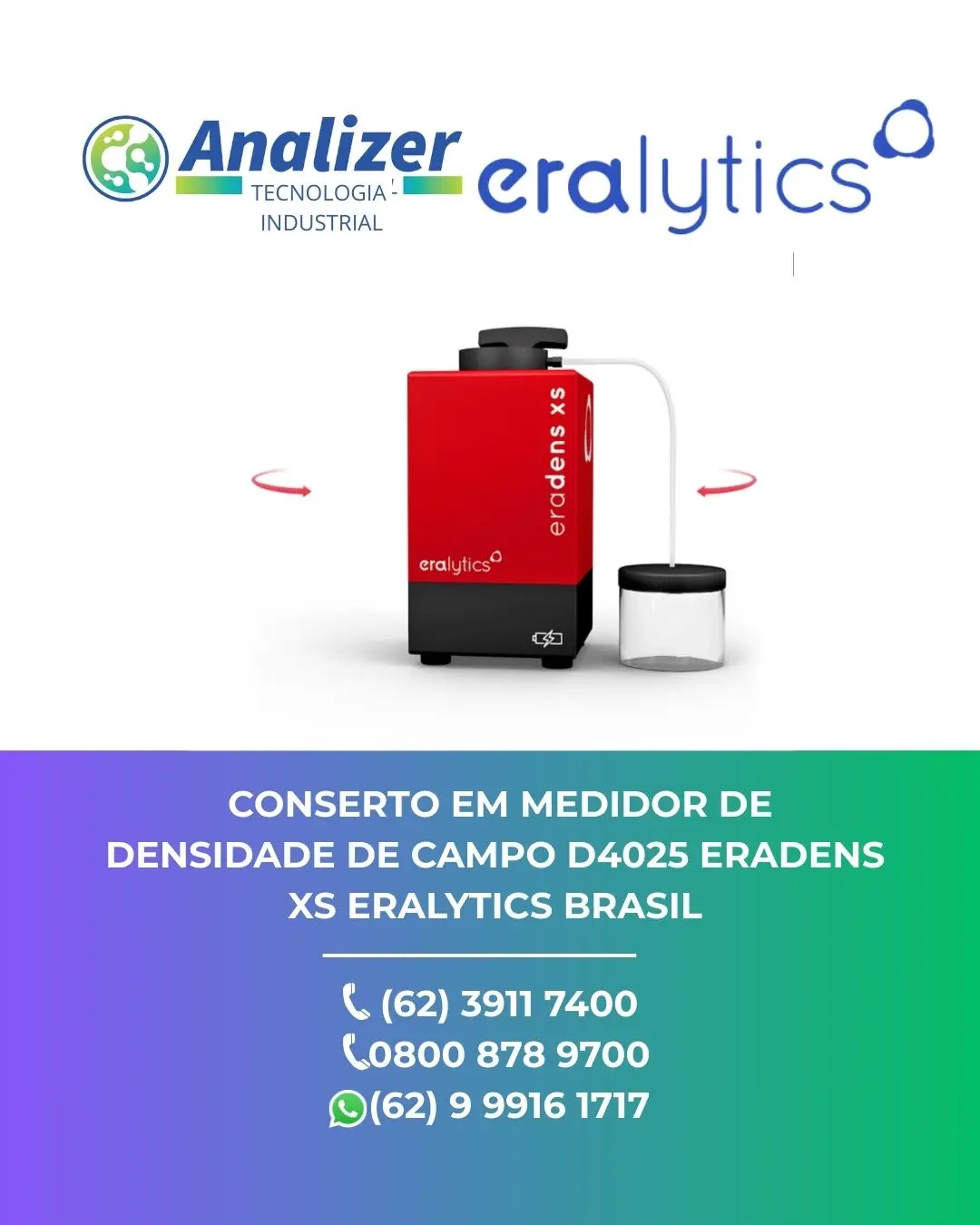REPARO EM MEDIDOR DE DENSIDADE DE CAMPO D4025 ERADENS XS ERALYTICS BRASIL