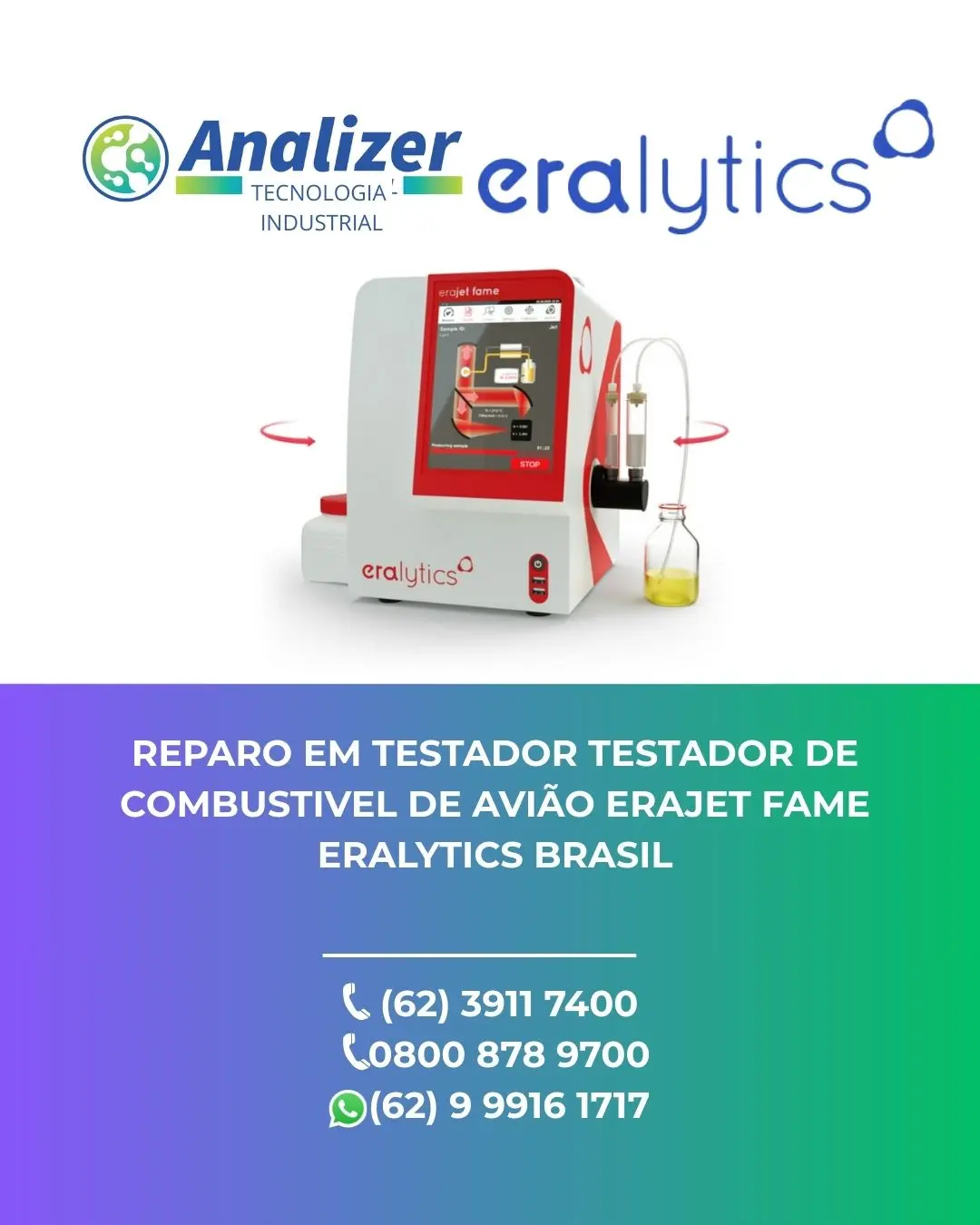 REPARO EM TESTADOR DE COMBUSTIVEL DE AVIÃO ERAJET FAME ERALYTICS BRASIL