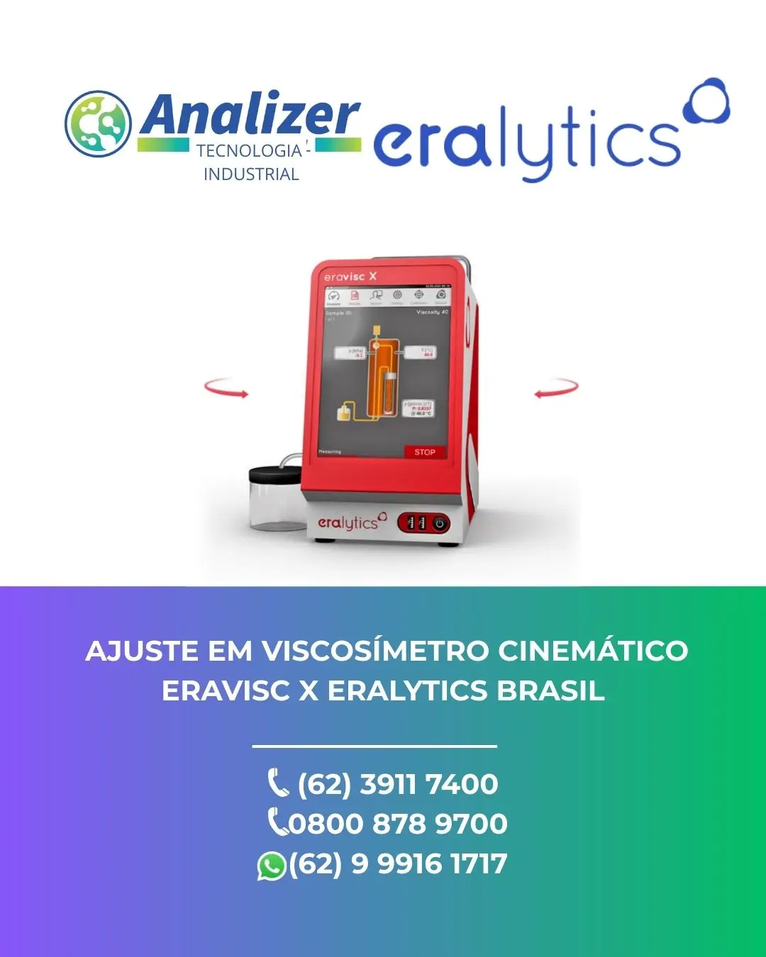 REPARO EM VISCOSÍMETRO CINÁTICO ERAVISC X ERALYTICS BRASIL