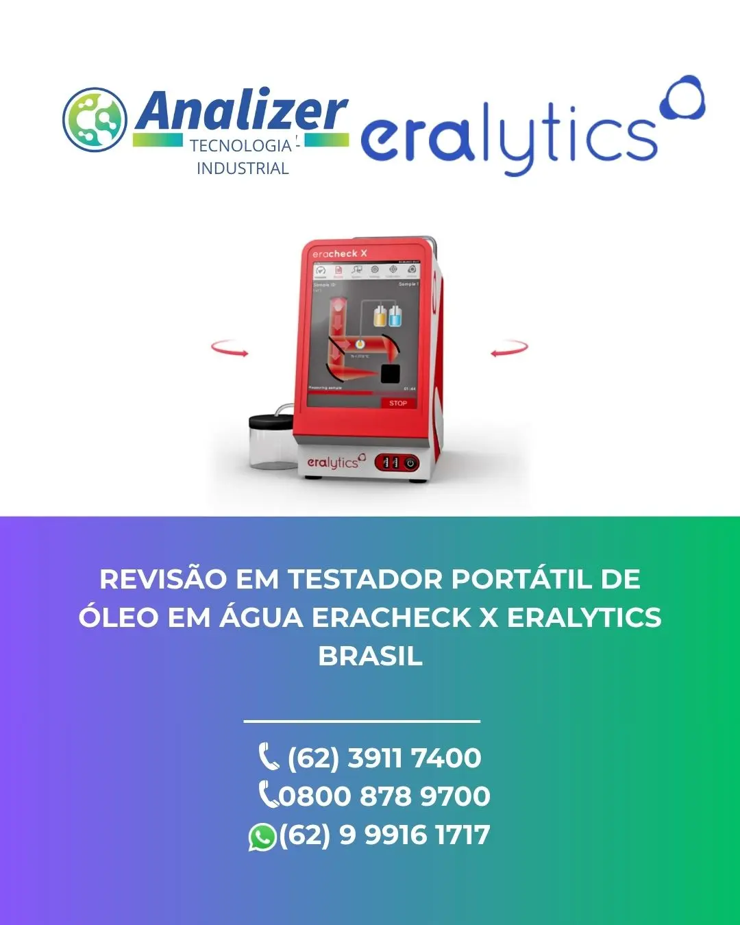 REPARO TESTADOR PORTÁTIL DE ÓLEO ÁGUA ERACHECK X ERALYTICS BRASIL