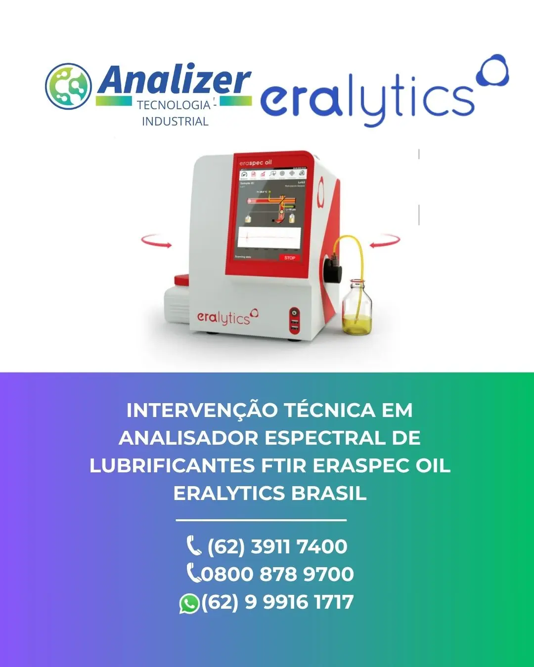 RESTAURAÇÃO ANALISADOR ESPECTRAL DE LUBRIFICANTES FTIR ERASPEC OIL ERALYTICS BRASIL