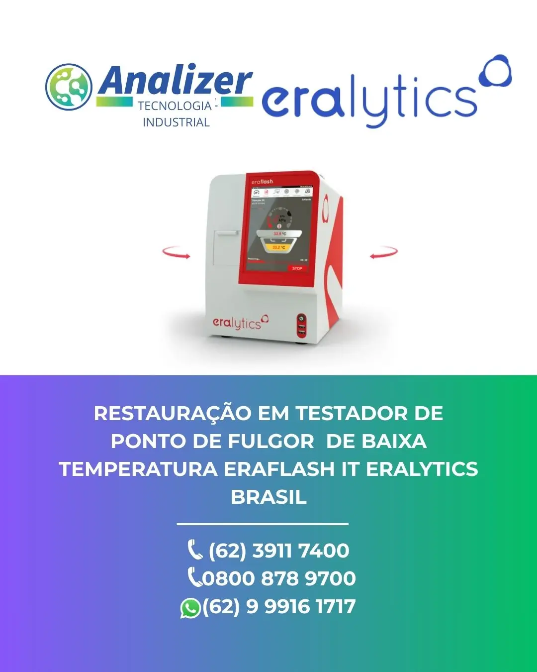 RESTAURAÇÃO TESTADOR DE PONTO DE FULGOR DE BAIXA TPERATURA ERAFLASH IT ERALYTICS TESTADOR DE PONTO DE FULGOR DE BAIXA TEMPERATURA ERAFLASH IT ERALYTICS BRASIL